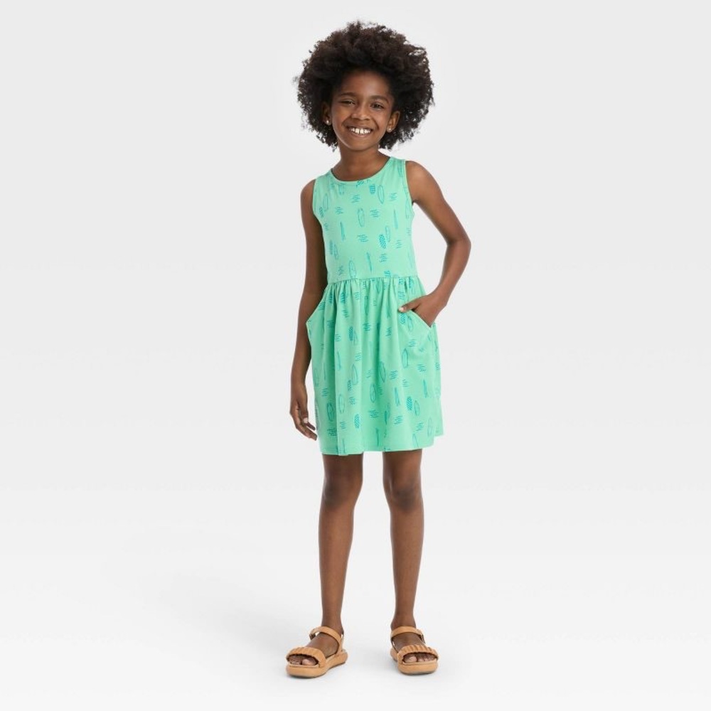 Cat & Jack Girls' Sleeveless Green Dress NWOT